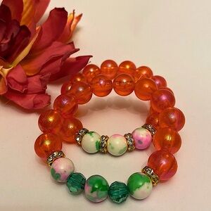 Alpha Kappa Alpha Sorority Colors Bracelet Set in Pink & Green.